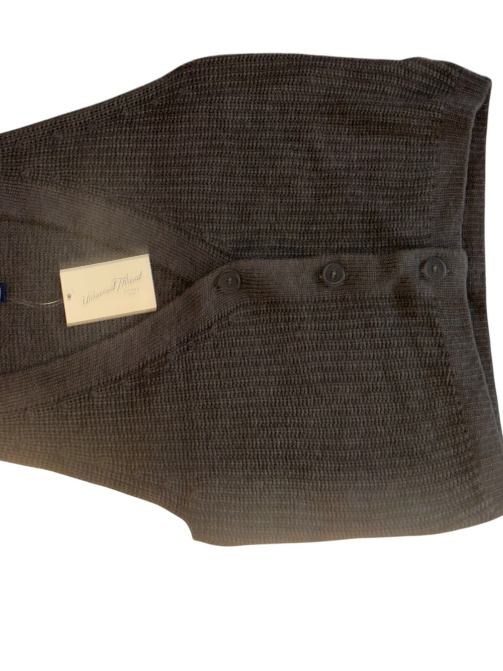 NWT Taupe Ribbed Button Front Sweater Vest Women's Medium Quiet Luxury Minimalis - Picture 8 of 9